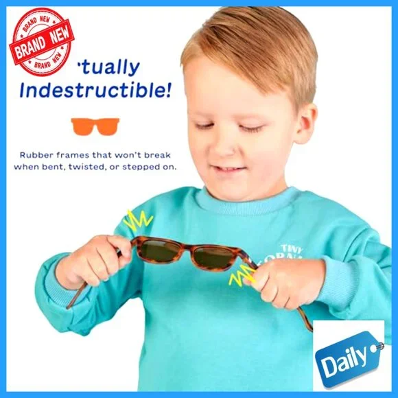 Toddler Sunglasses Flexible Rubber Frames 100% UV Protection Shatter-Resistant